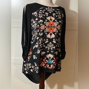 BCBGMaxAzria Black Floral Blouse